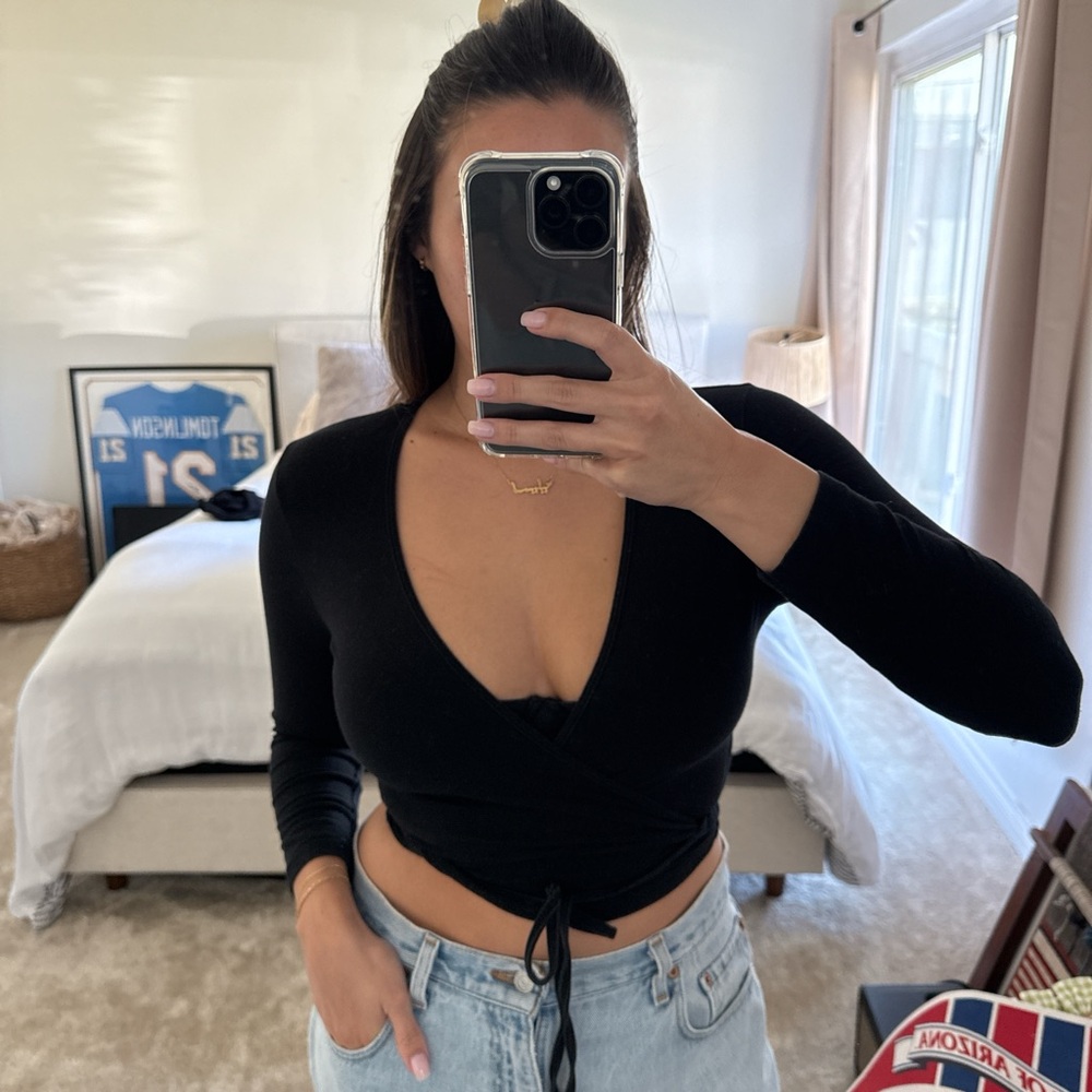 American Apparel Black Wrap Top